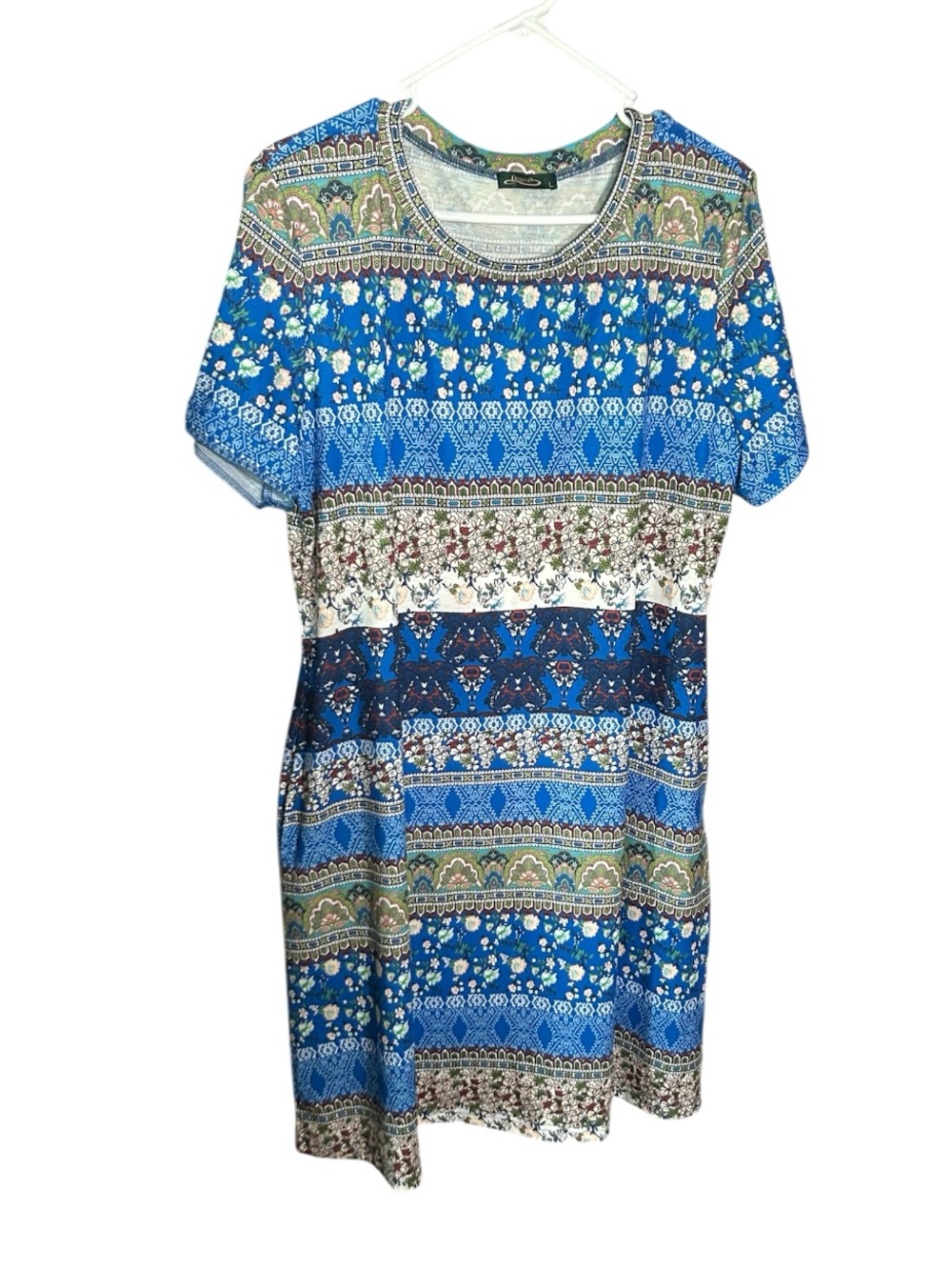 Women’s Blue Floral Printed Short Sleeve Dress